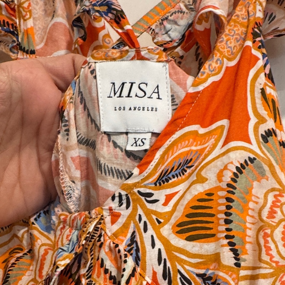 Misa Los Angeles Vibrant Floral Maxi Dress - Orange and Blue - Picture 3 of 4